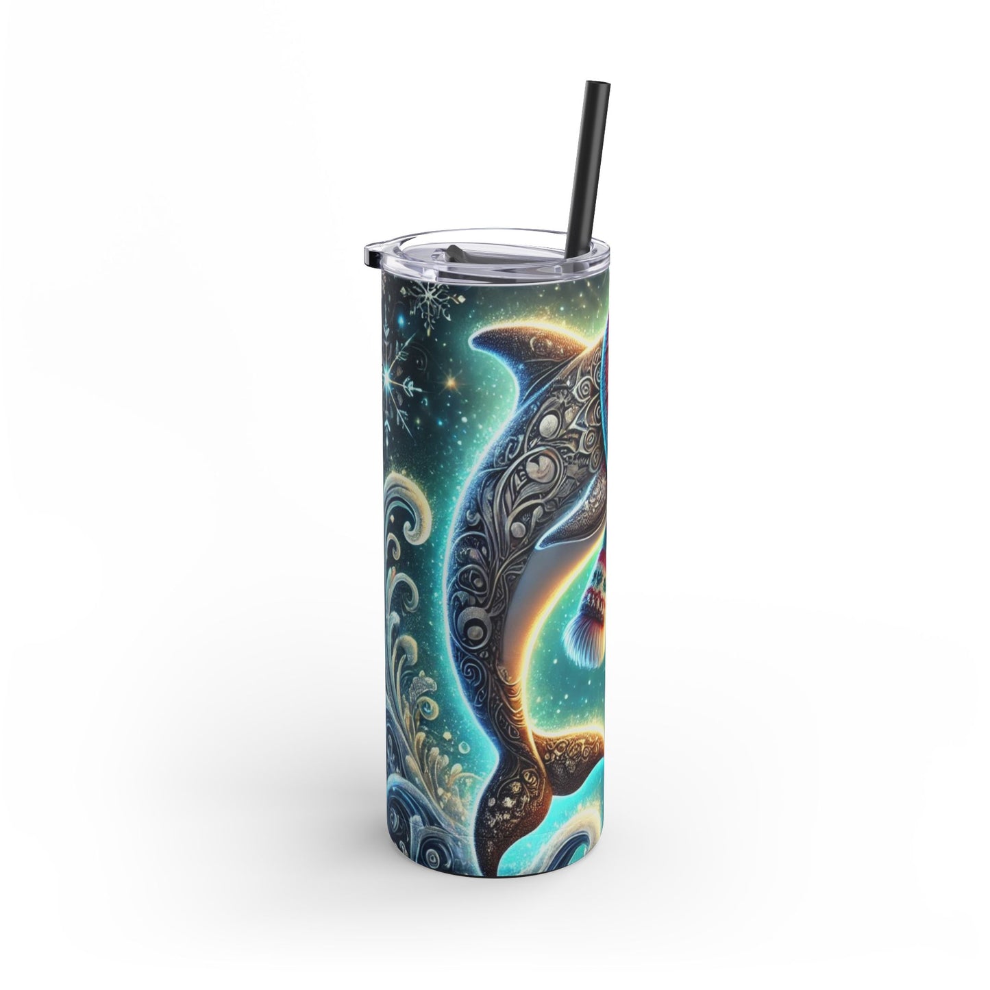 Festive Dolphin Tumbler 20 oz – Winter Cheer in Every Sip