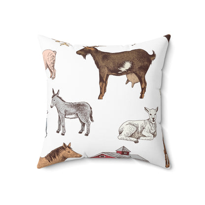 Farm Animals Decorative  Spun Polyester Square Pillow