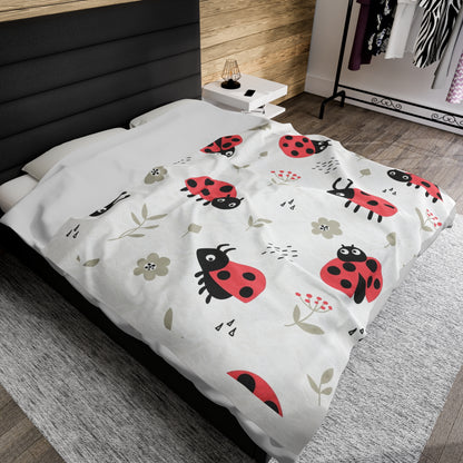 Ladybird Velveteen Plush Blanket