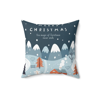 Double Sided Christmas Themed Spun Polyester Square Pillow