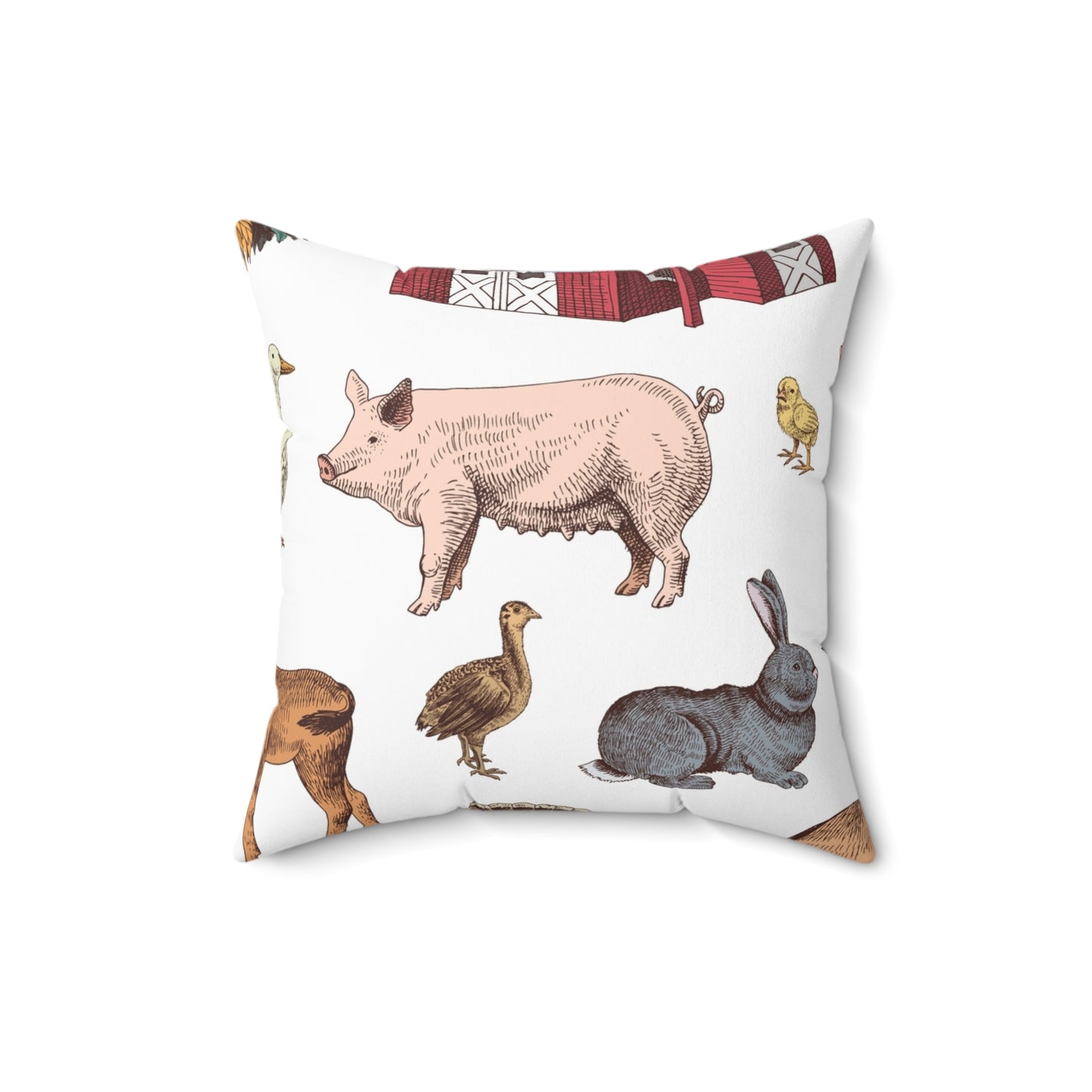 Farm Animals Decorative  Spun Polyester Square Pillow