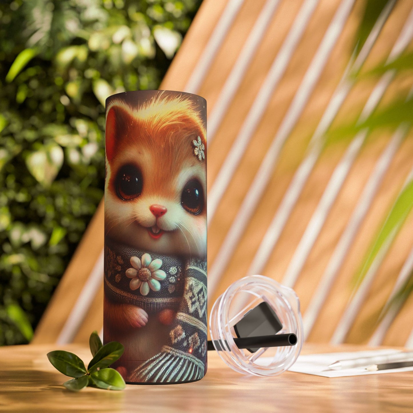 Winter Whimsy: Adorable Squirrel Skinny Tumbler 20oz