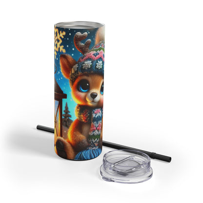 Cozy Glow: Winter Reindeer Skinny Tumbler 20oz