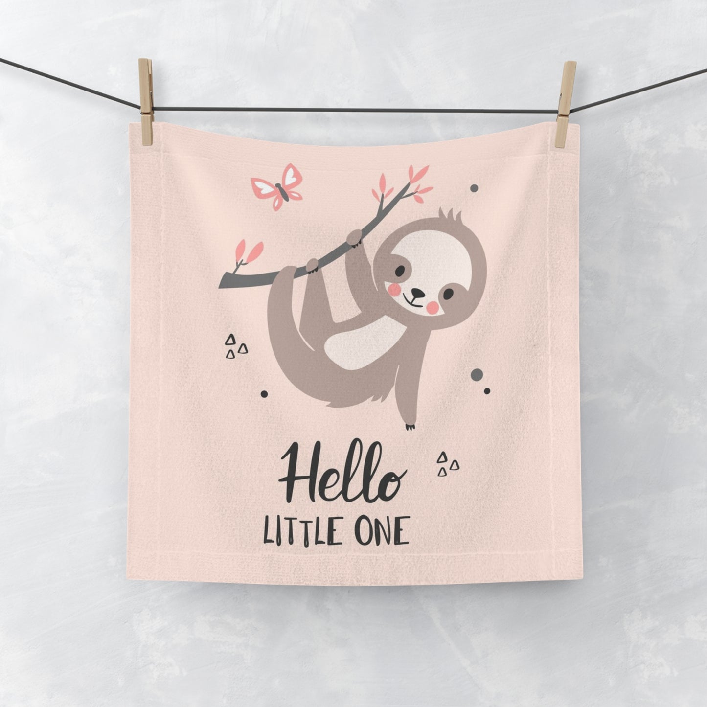 Hello Little One Face Towel - Adorable Sloth Design for Kids