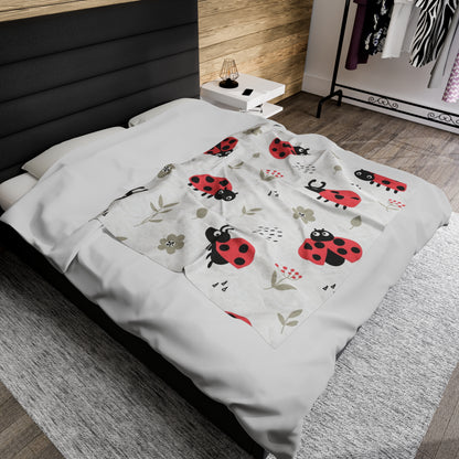 Ladybird Velveteen Plush Blanket