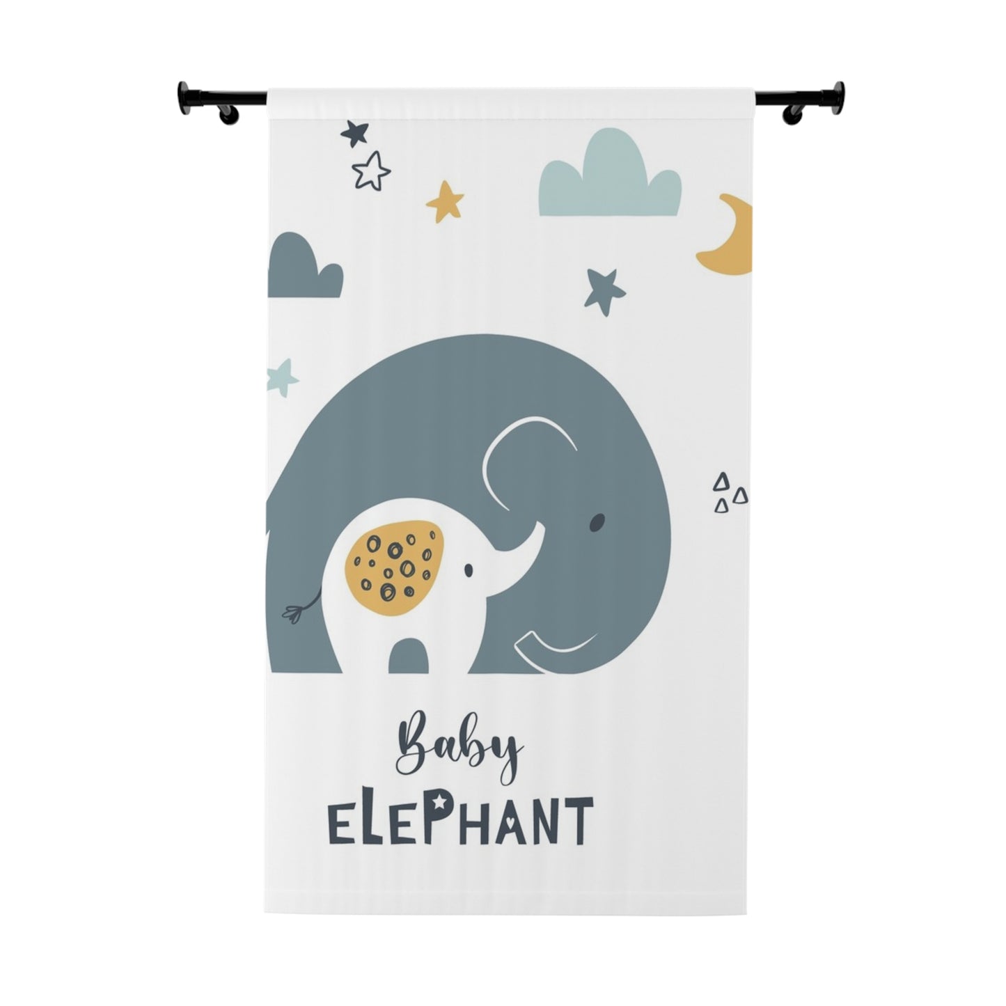 🐘 Baby Elephant Window Curtain 🌙✨