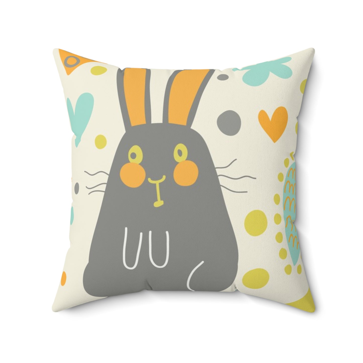 Cute Rabbit Decorative Spun Polyester Square Pillow