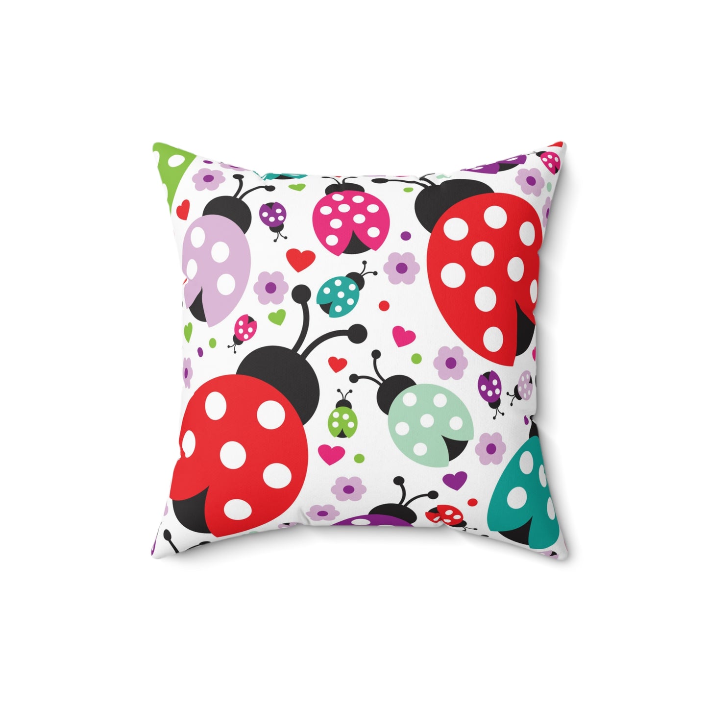 Double Sided Ladybug Spun Polyester Square Pillow