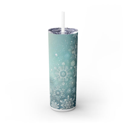 Snowflake Elegance - 20oz Slim Tumbler (With Straw