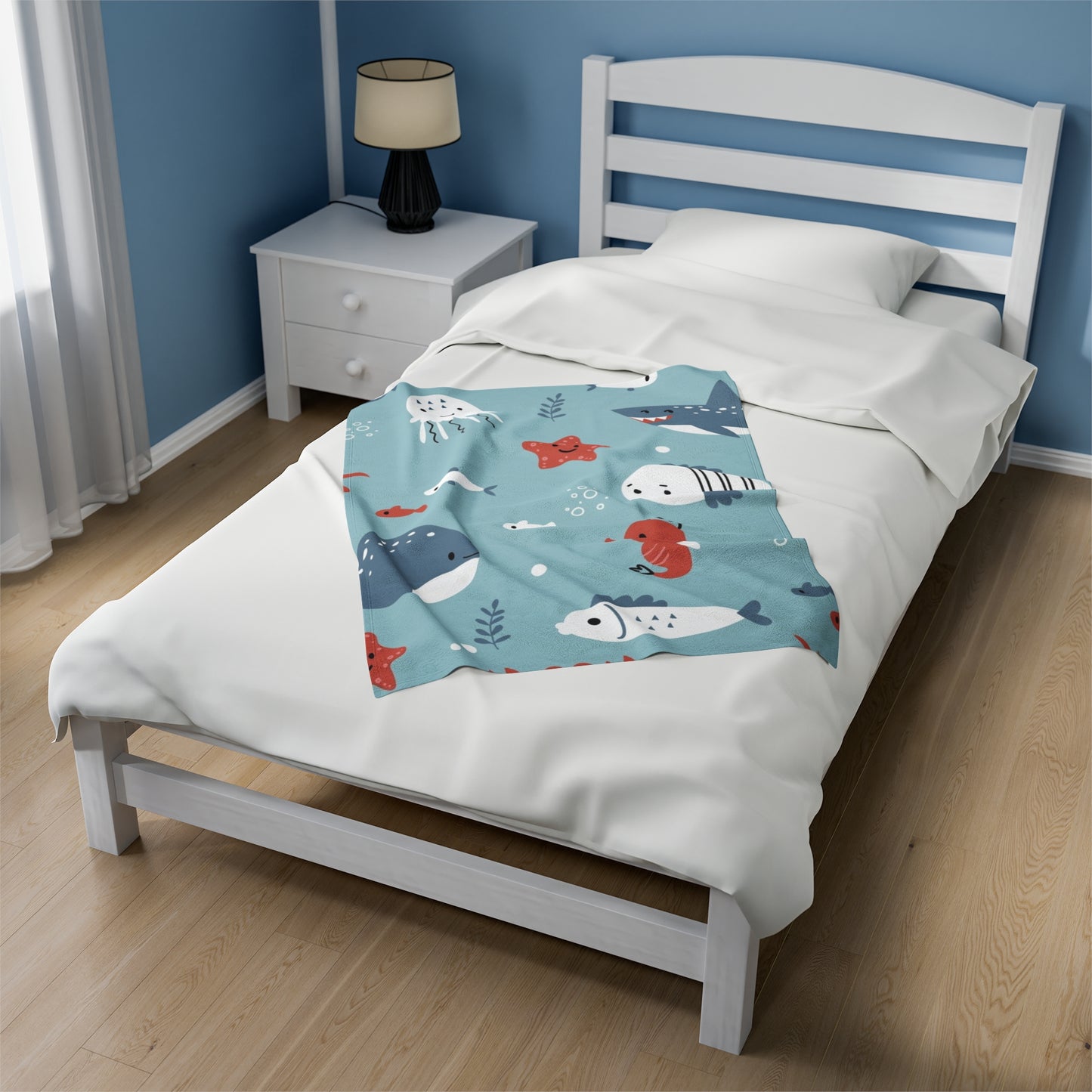 Sea Creatures  Velveteen Plush Blanket