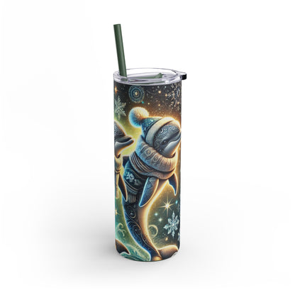 Trio of Winter Dolphins Tumbler 20oz – Festive Marine Magic