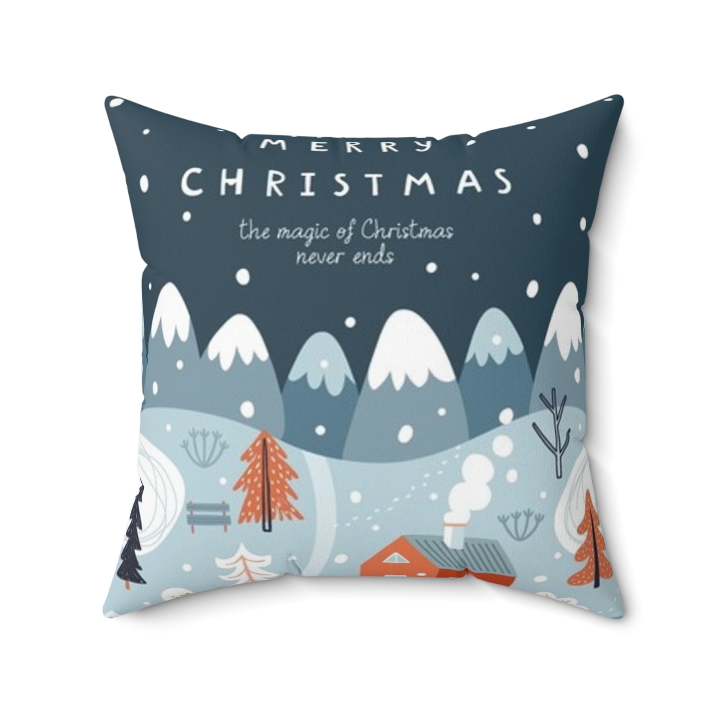 Double Sided Christmas Themed Spun Polyester Square Pillow