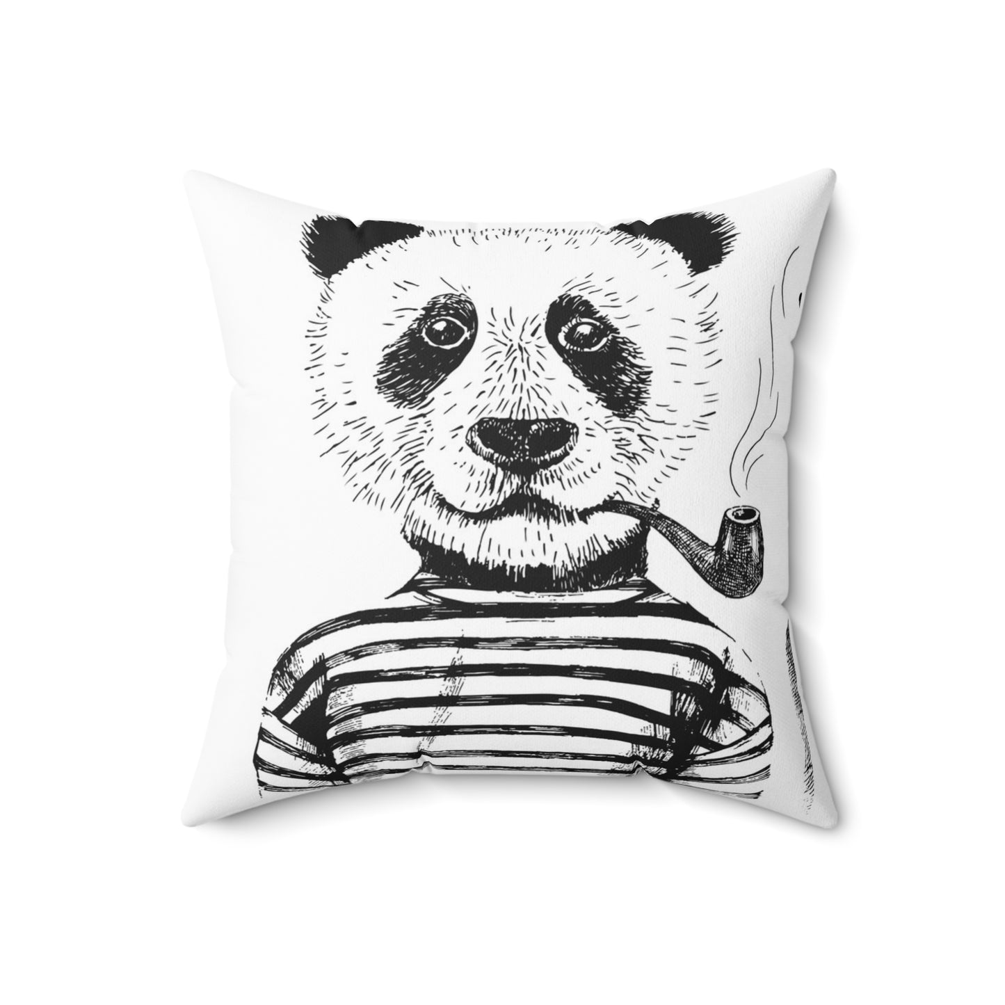 Double Sided Wolf and Panda Spun Polyester Square Pillow