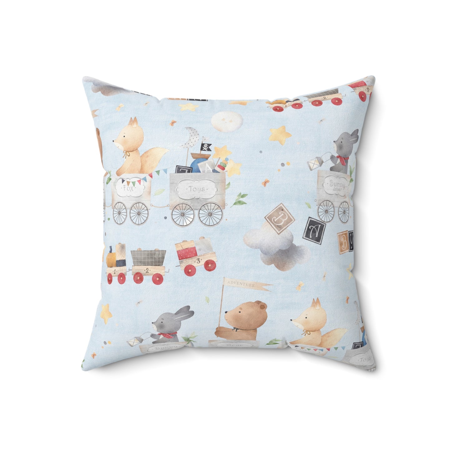 Animal Toy Train Pillow - Whimsical Kids Room Decor