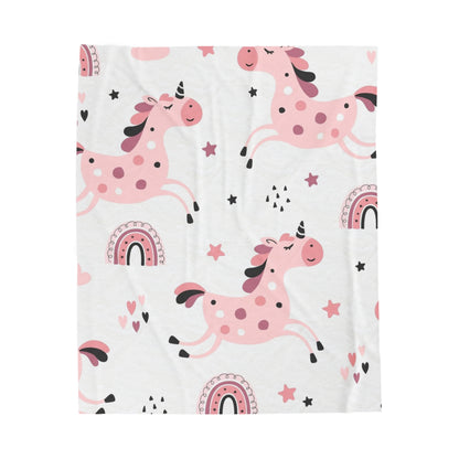 Pink Horse Velveteen Plush Blanket