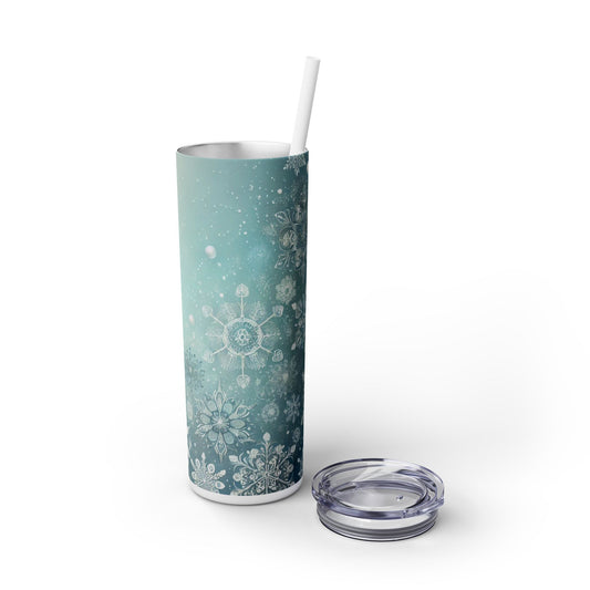 Snowflake Elegance - 20oz Slim Tumbler (With Straw