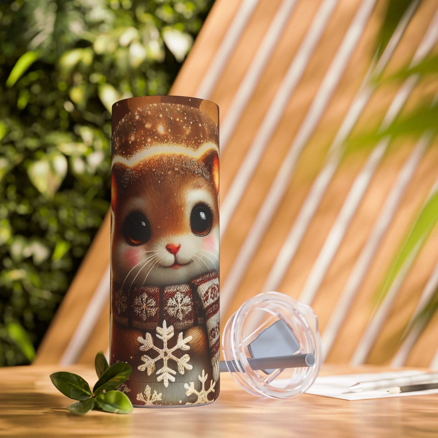 Snowflake Magic: Cozy Fawn Skinny Tumbler  20oz