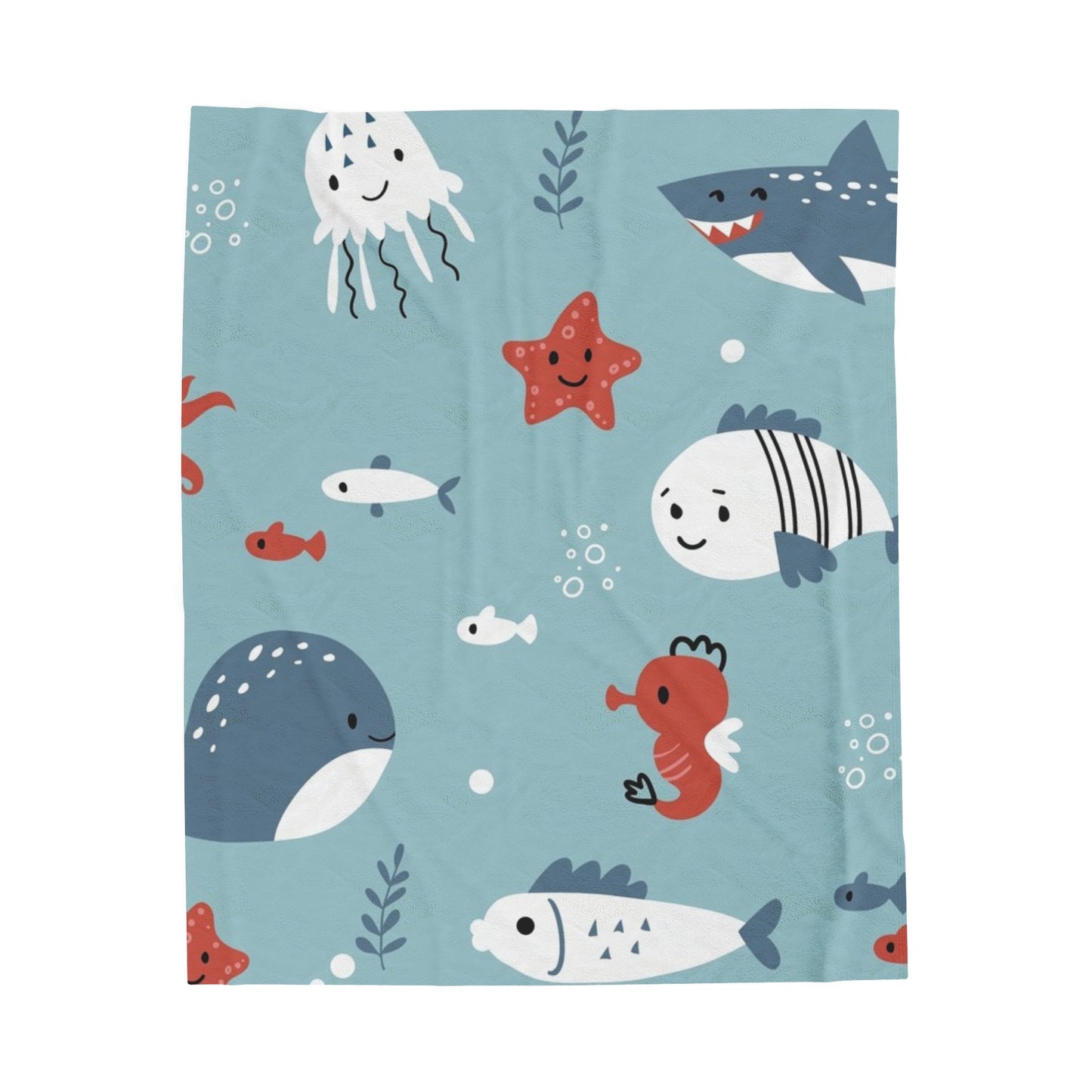 Sea Creatures  Velveteen Plush Blanket