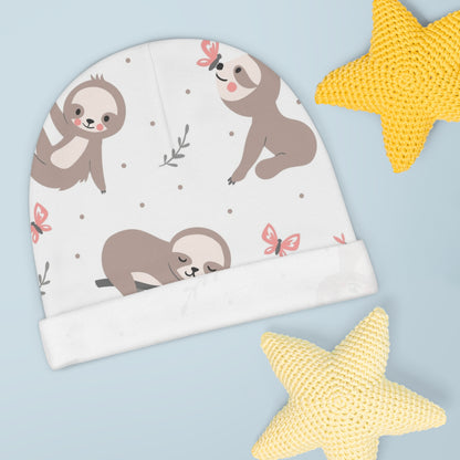 Cozy Sloth Baby Beanie – Soft & Adorable Infant Hat 🎀🌿