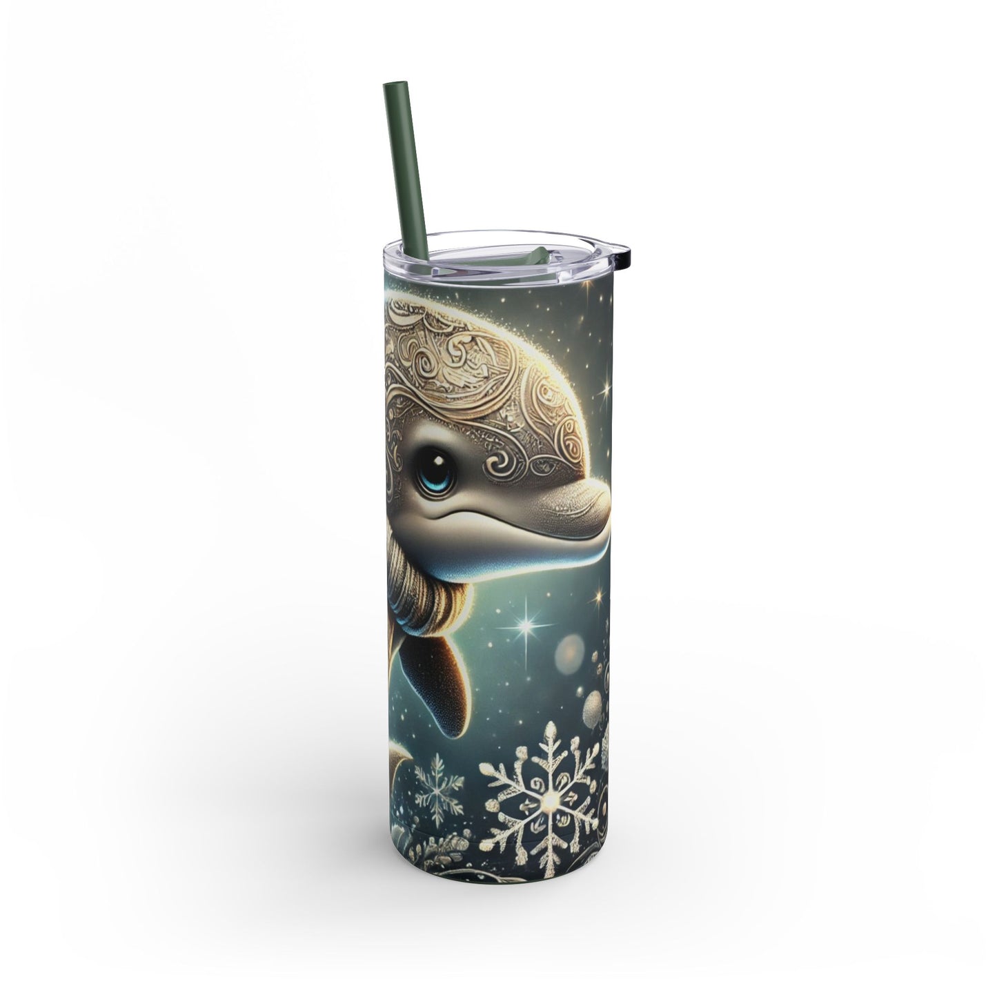 Snowy Dolphin Tumbler 20oz – Ocean Elegance in Winter Magic