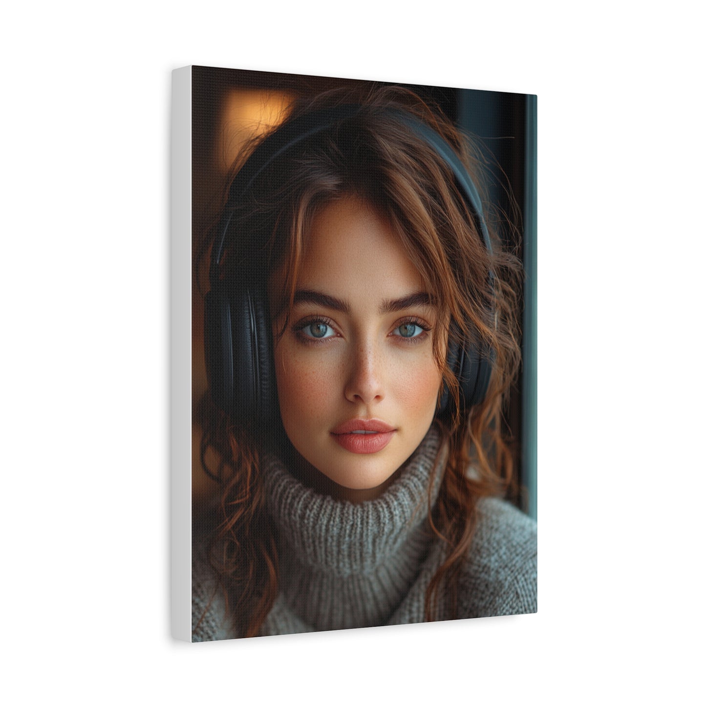 Cozy Rhythms - Girl with Headphones Canvas Art