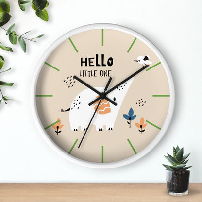 Hello Little One Wall Clock - Adorable Nursery Timepiece ⏰🐘🌿