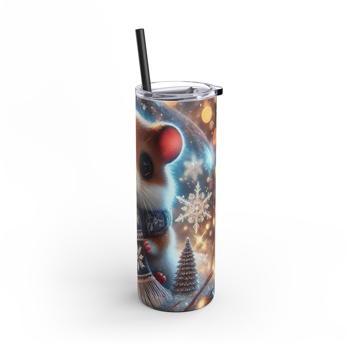 Winter Charm: Cozy Hamster Skinny Tumbler - 20oz