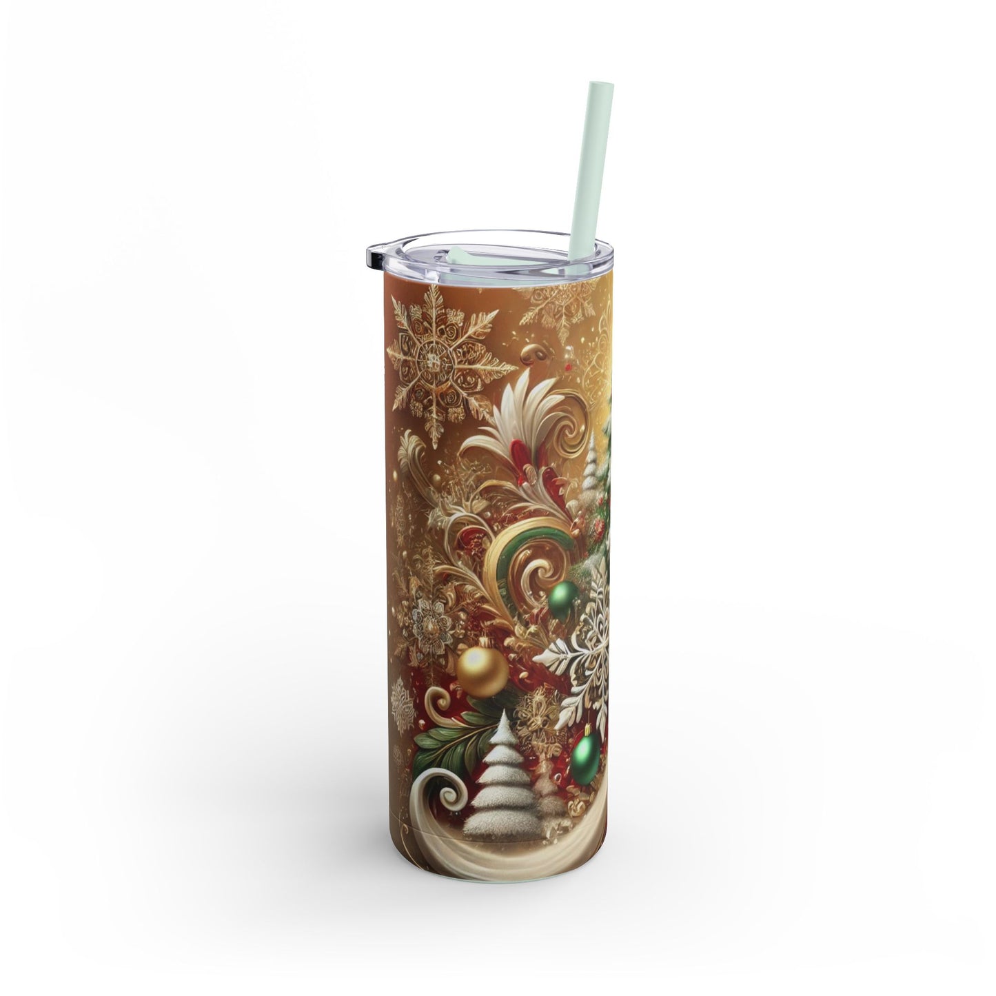 Golden Christmas Elegance Tumbler - 20oz Festive Charm