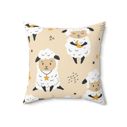 Double Sided Cute Lamb Spun Polyester Square Pillow