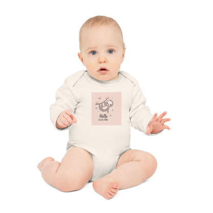 Hello Little One" Organic Baby Bodysuit - Long Sleeve