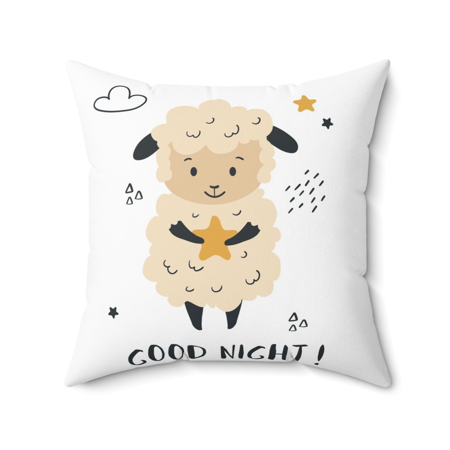 Double Sided Cute Lamb Spun Polyester Square Pillow