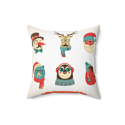 Double Sided Winter Themed Hipster Spun Polyester Square Pillow