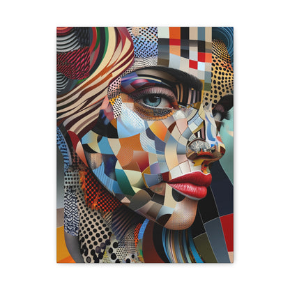 Mosaic Muse - Abstract Portrait Canvas Art