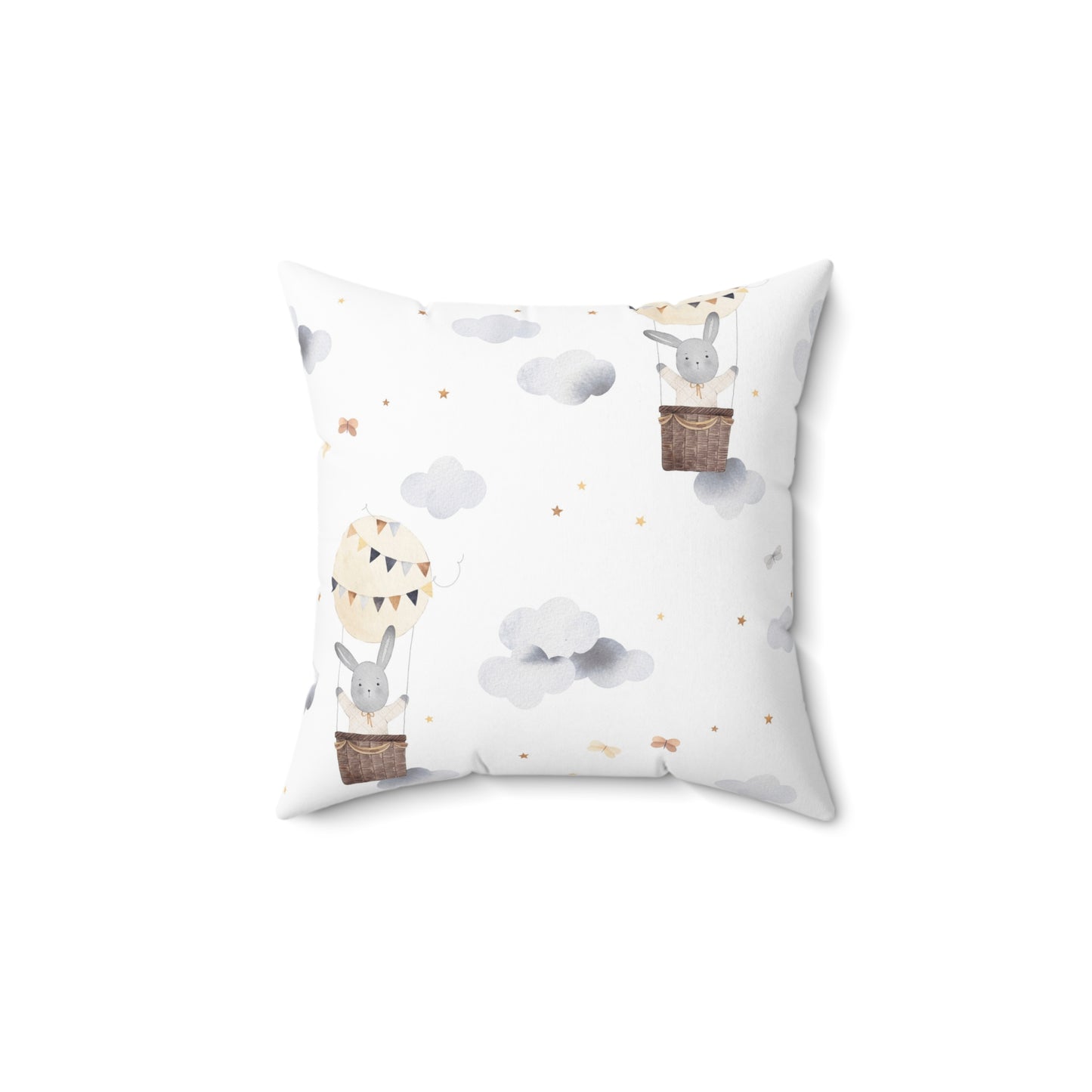 Whimsical Bunny Hot Air Balloon Pillow