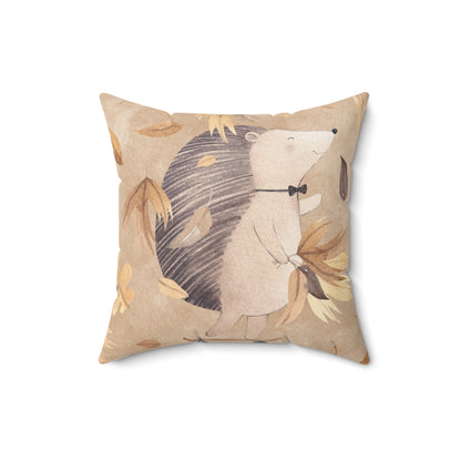 Autumn Hedgehog Spun Polyester Square Pillow