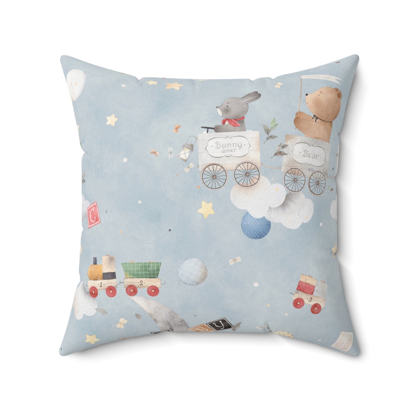 Animal Toy Train Pillow - Whimsical Kids Room Decor