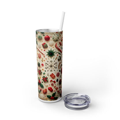 Christmas Magic - Snowflake Pattern 20oz Slim Tumbler (With Straw)