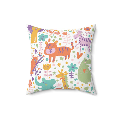 Colorful Forest Animals Spun Polyester Square Pillow