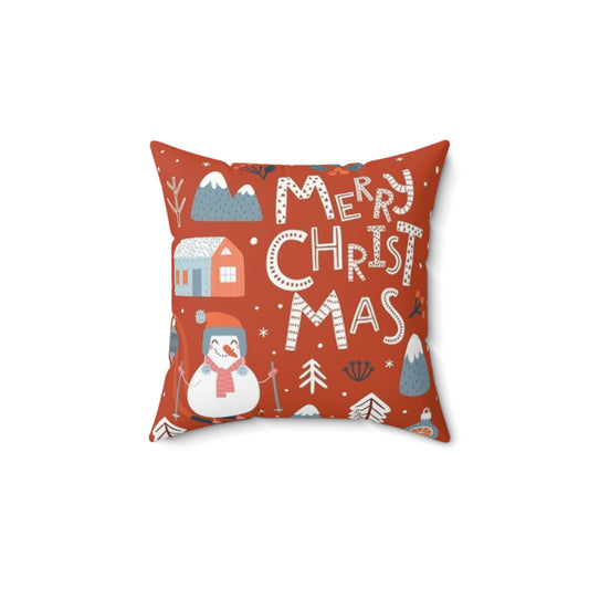 Double Sided Christmas Themed Spun Polyester Square Pillow