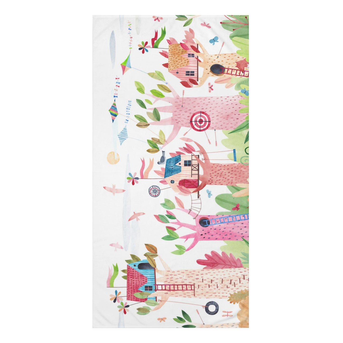 Enchanted Treehouse Cotton Towel - Whimsical Forest Design