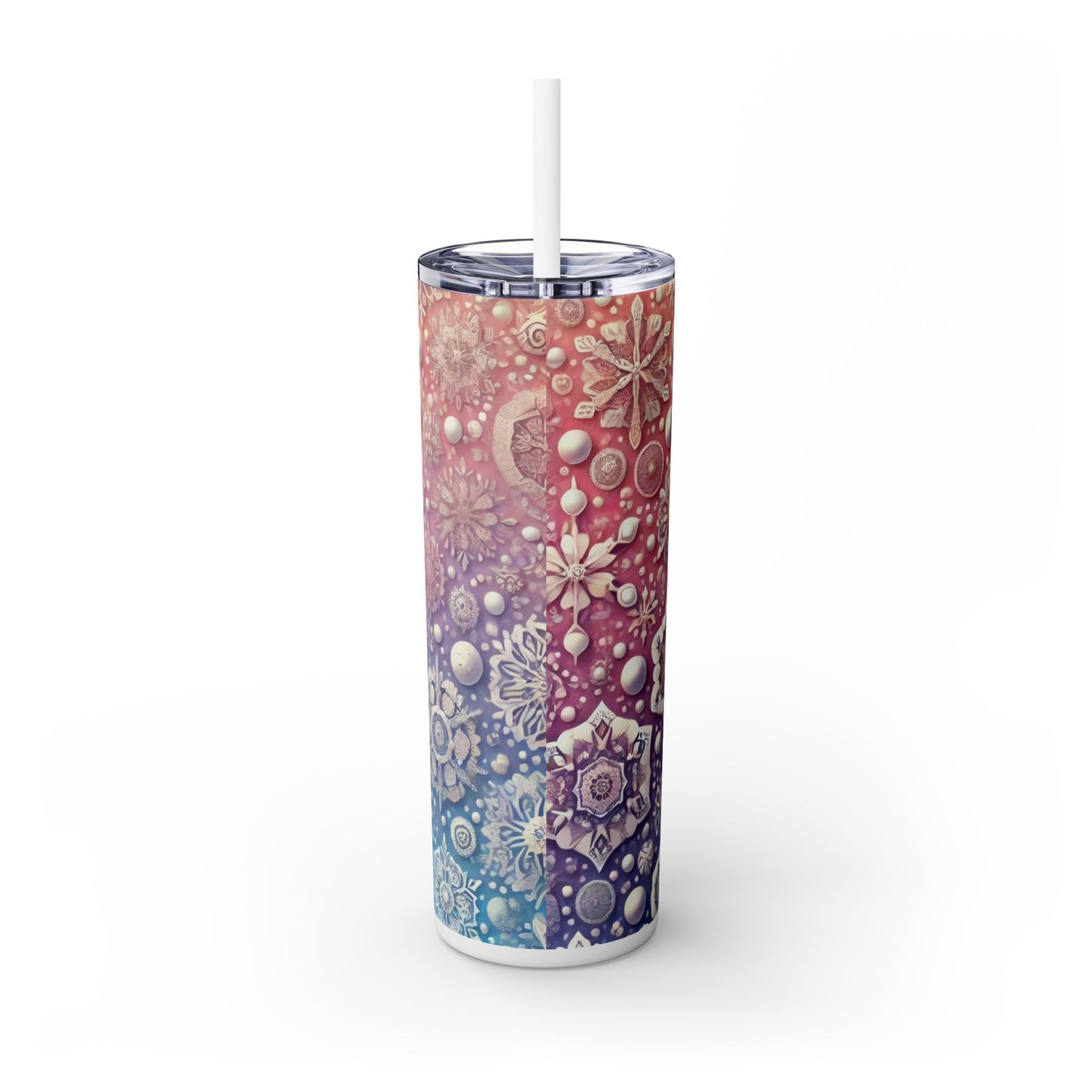 Colorful Snowflake Slim Tumbler - 20oz (With Straw)