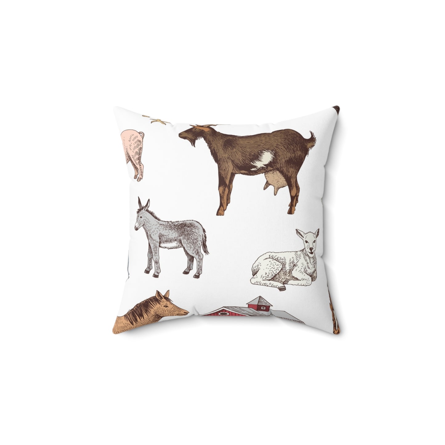 Farm Animals Decorative  Spun Polyester Square Pillow