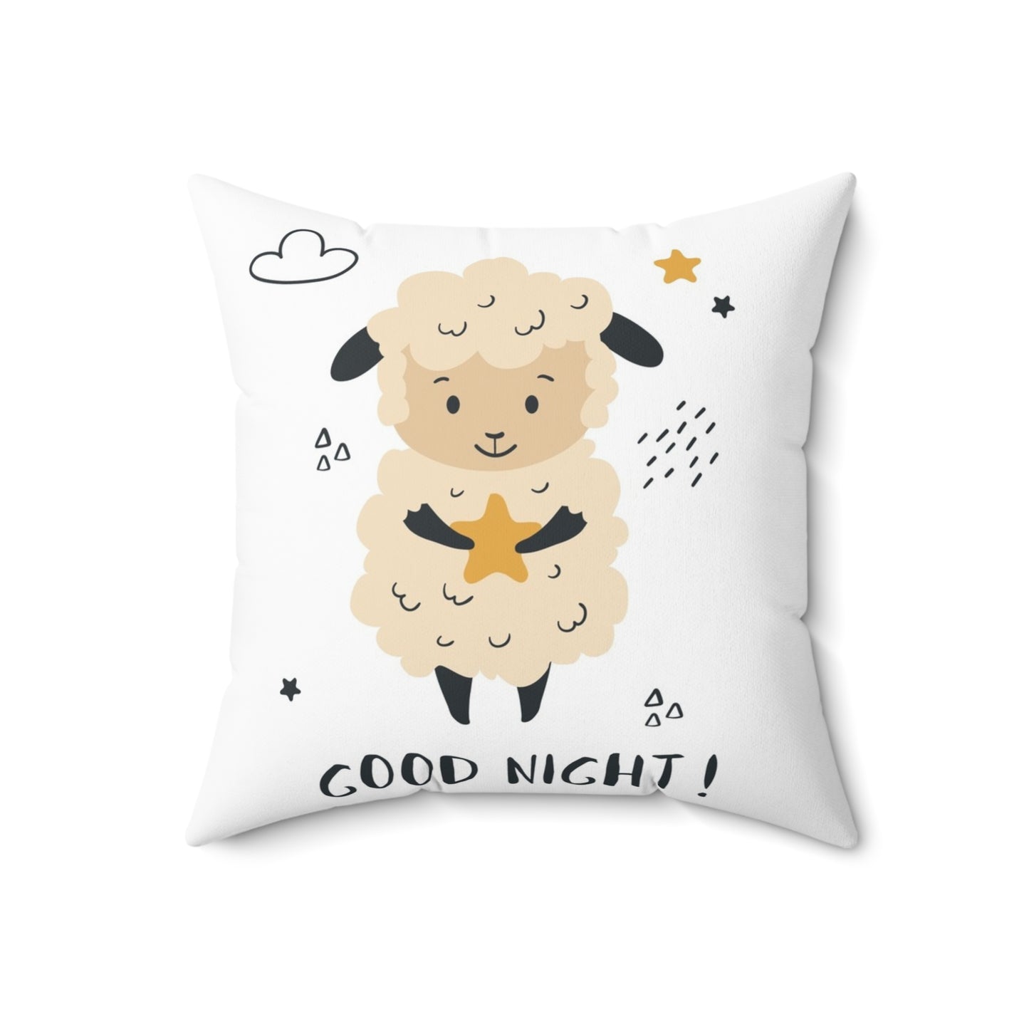 Double Sided Cute Lamb Spun Polyester Square Pillow