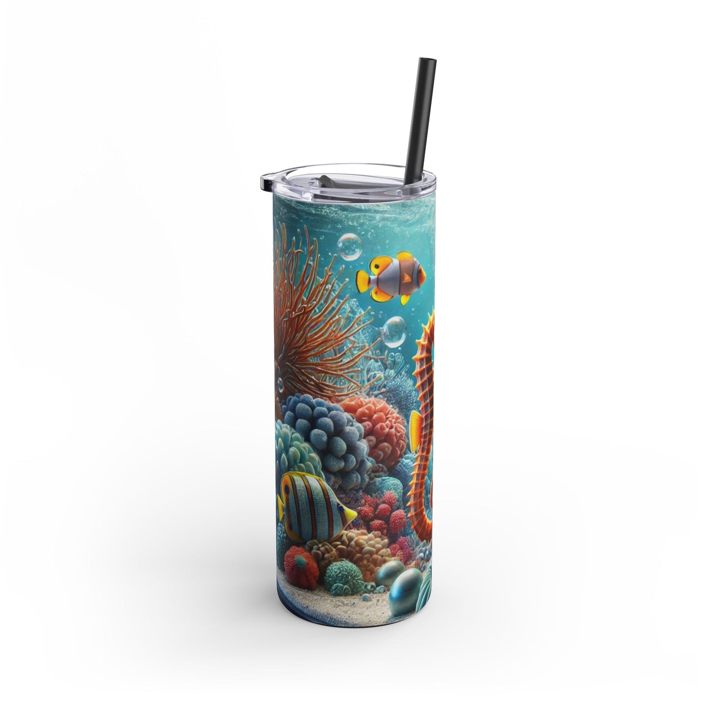 Marine Bliss: Seahorse & Ocean Life 20oz Skinny Tumbler