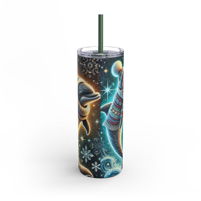 Trio of Winter Dolphins Tumbler 20oz – Festive Marine Magic