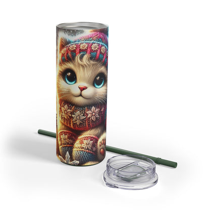 Cozy Winter Cat Tumbler  20oz – Whiskers and Warmth