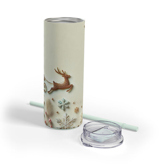 Dashing Reindeer Holiday Elegance Maker Skinny Matte Tumbler, 20oz