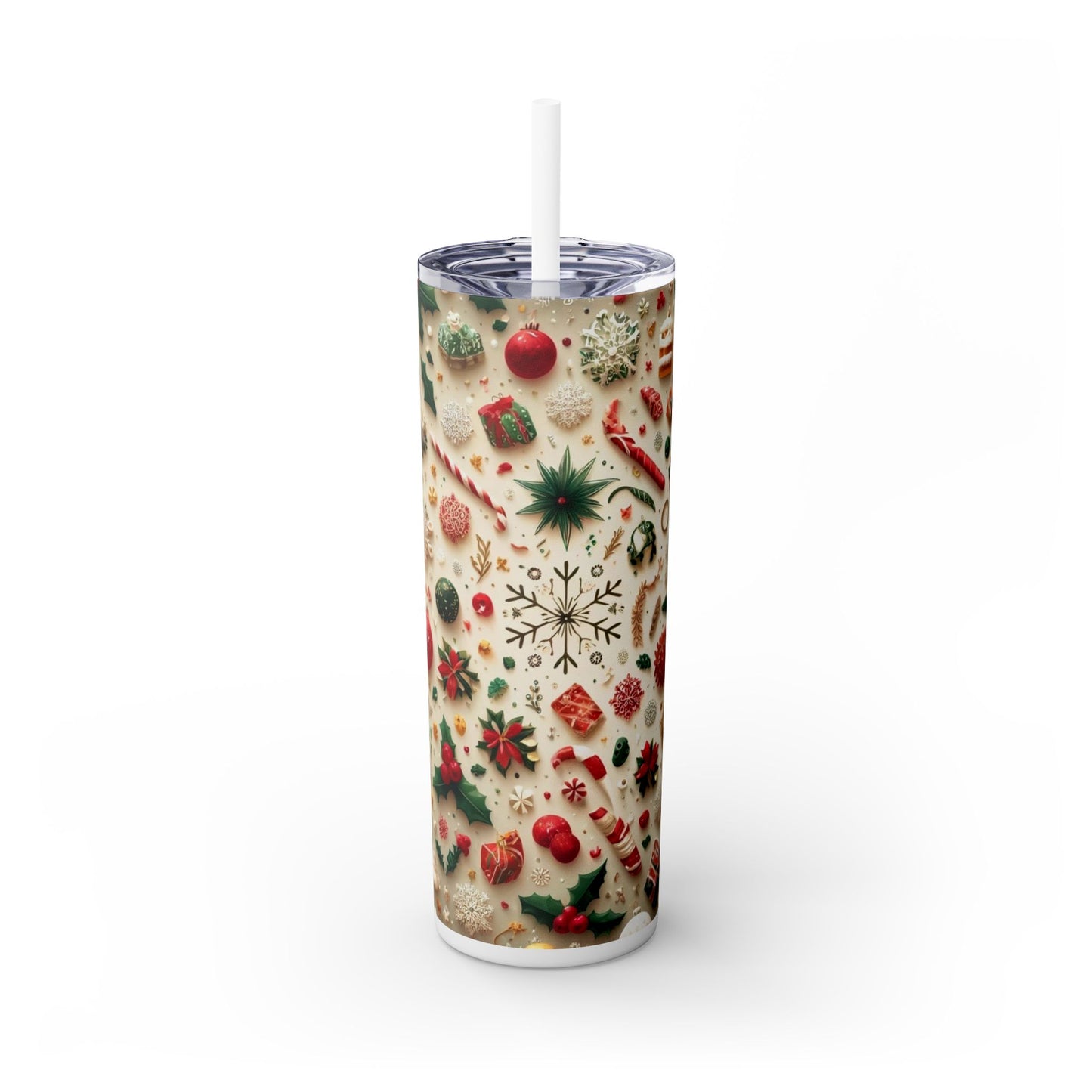 Christmas Magic - Snowflake Pattern 20oz Slim Tumbler (With Straw)