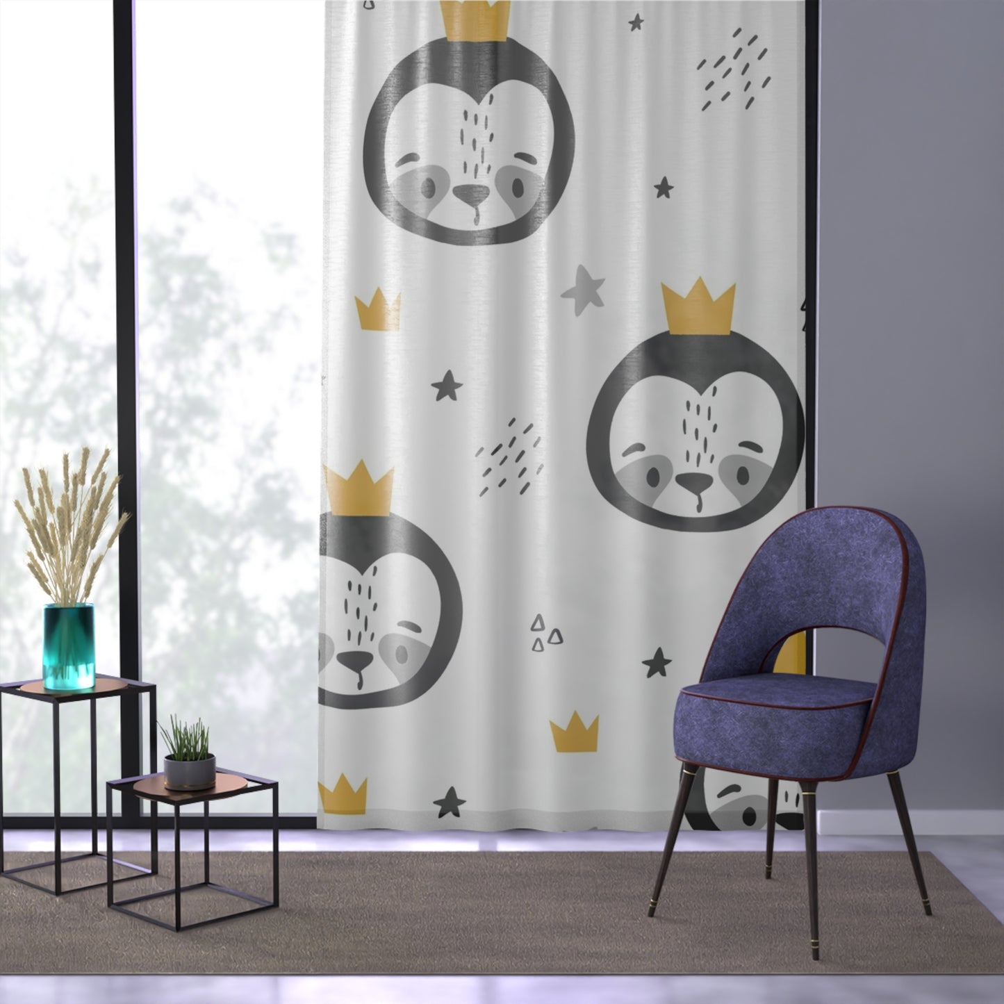 🐧 Royal Penguin Friends Window Curtain 👑✨