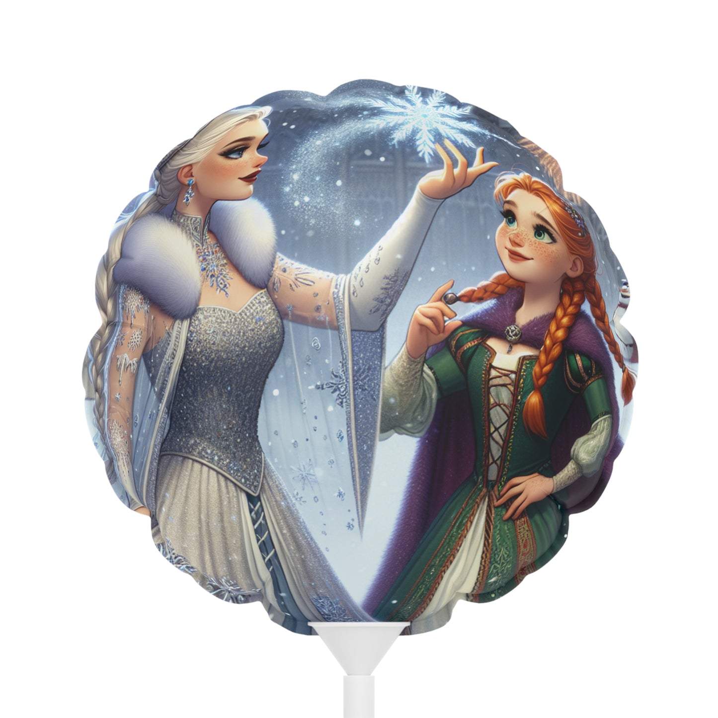 Frozen (Elsa & Anna) Snow Sisters Heart Balloon – Magical Princess Party Decor